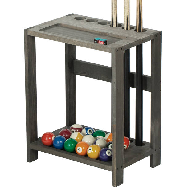 MyGift Wall Mounted Dark Brown Wood Pool Cue Holder Rack for 6 Cues, Billiards Accessories with Ball Storage Shelf Set, 3-Piece Set MyGift Wall Mounted Dark Brown Wood Pool Cue Holder Rack for 6 Cues, Billiards Accessories with Ball Storage Shelf Set, 3-Piece Set